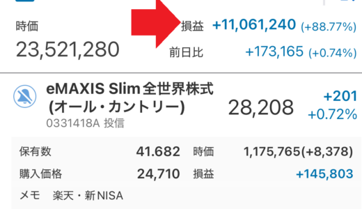 毎月自動積立している投資信託の利益が+1100万円になりました