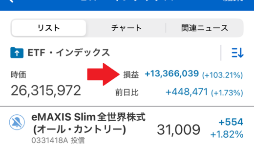 毎月自動積立している投資信託の利益が+1300万円になりました